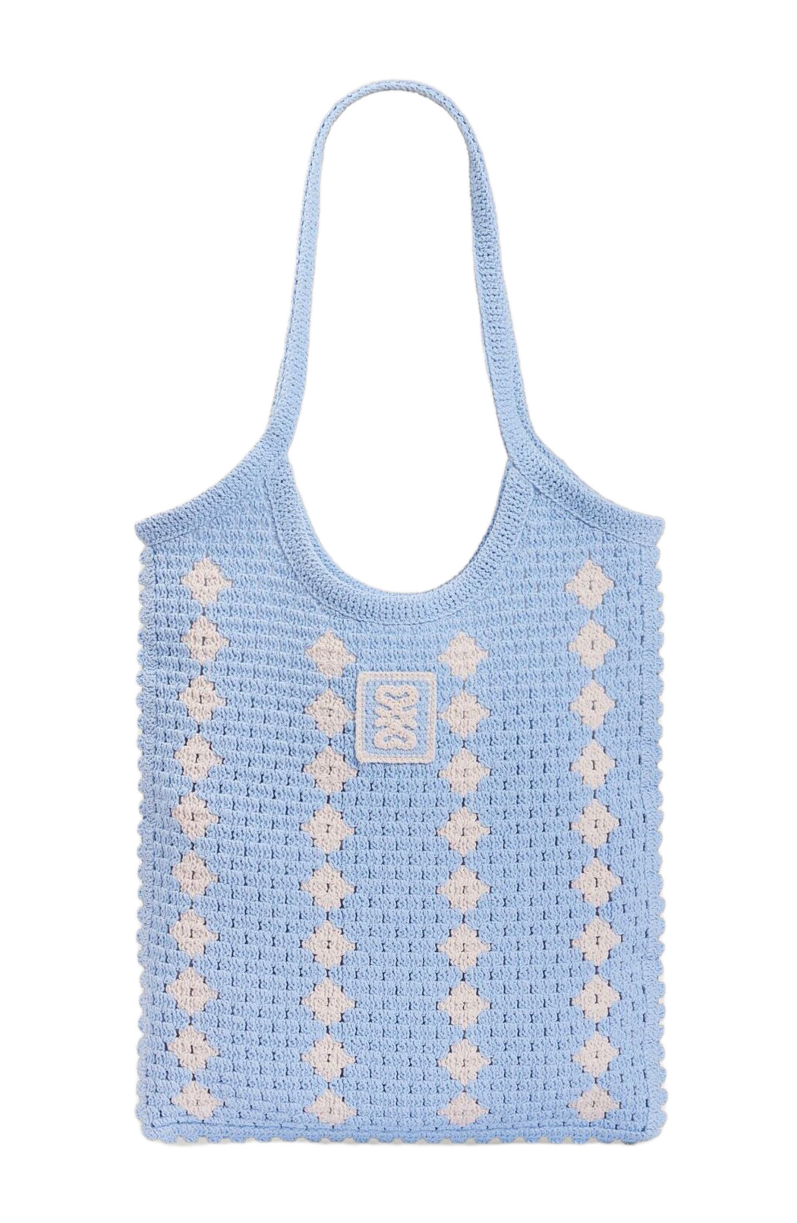 SANDRO Two-tone crochet bag, Main, color, Sky Blue