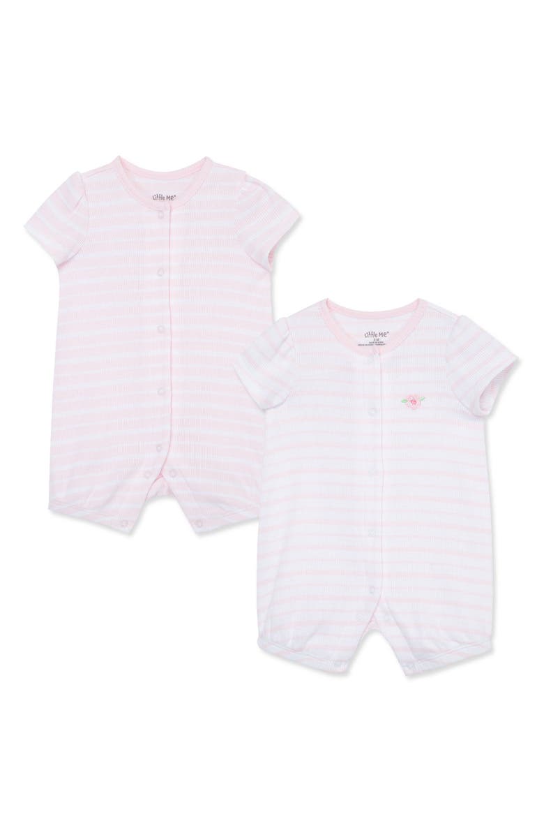 Little Me 2-Pack Stripe Rompers, Main, color, 
