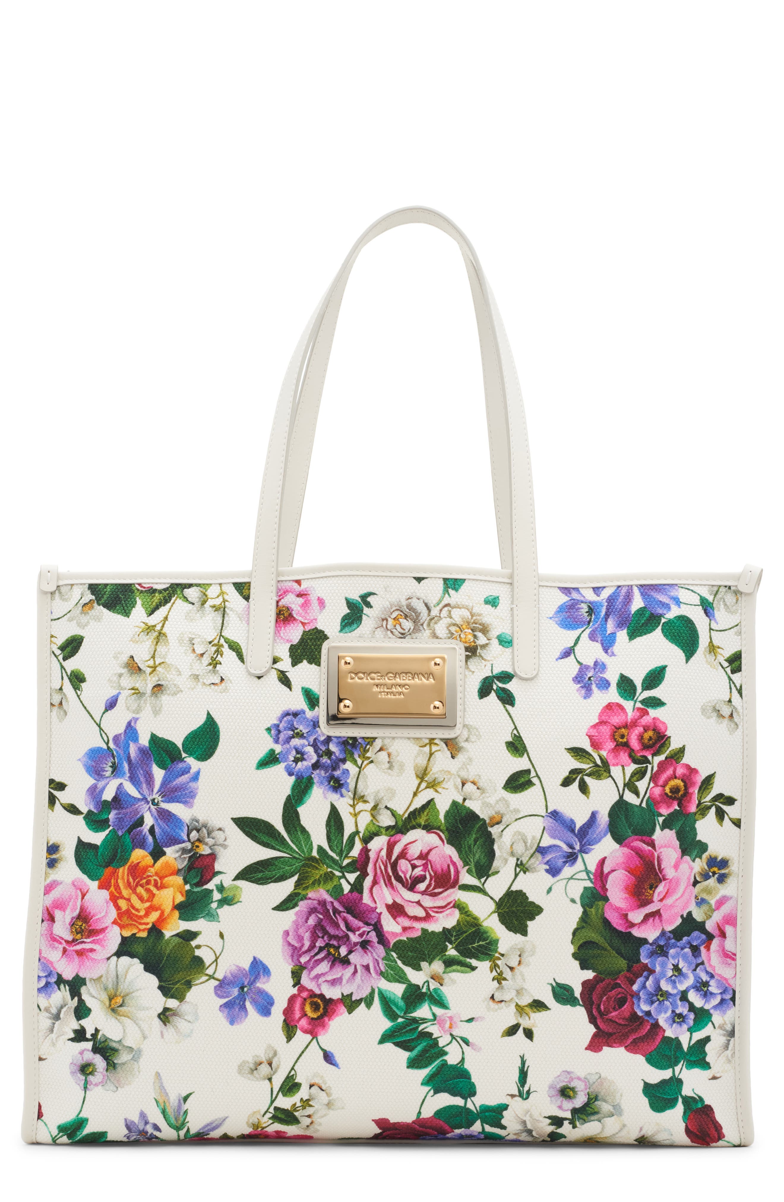 Dolce&Gabbana Shopping Floral Canvas Tote, Main, color, Ha5kt Mix Fiori Cretonne