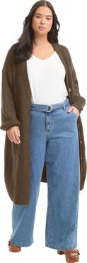 June & Vie Midi Length Button Down Cardigan