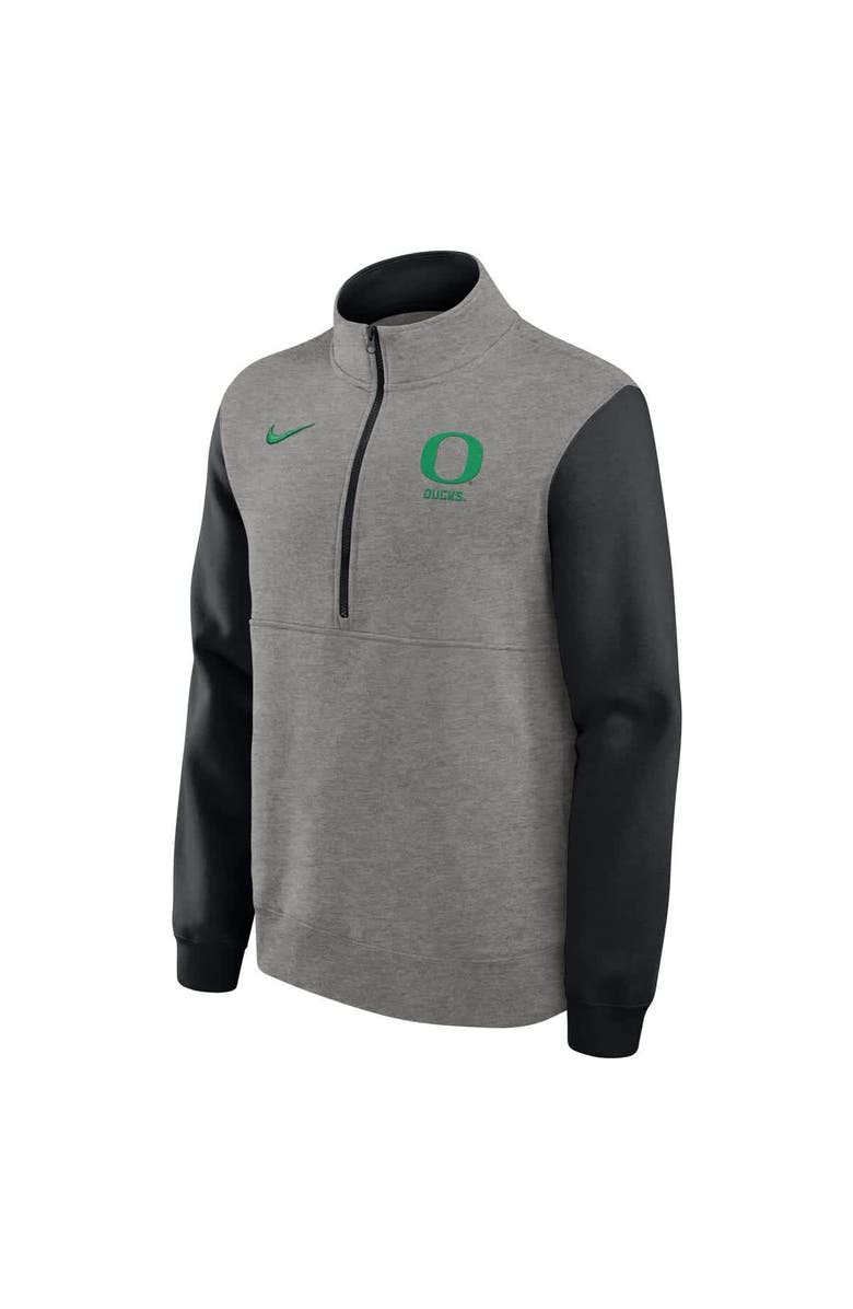 Nike Men's Nike Heather Gray/Black Oregon Ducks Club Fleece Half-Zip Pullover, Alternate, color, Heather Gray