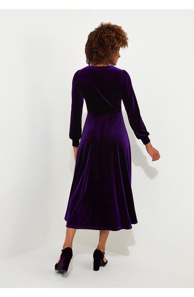 Joe Browns Crew Neck Velvet Midi Dress, Alternate, color, Midnight Violet