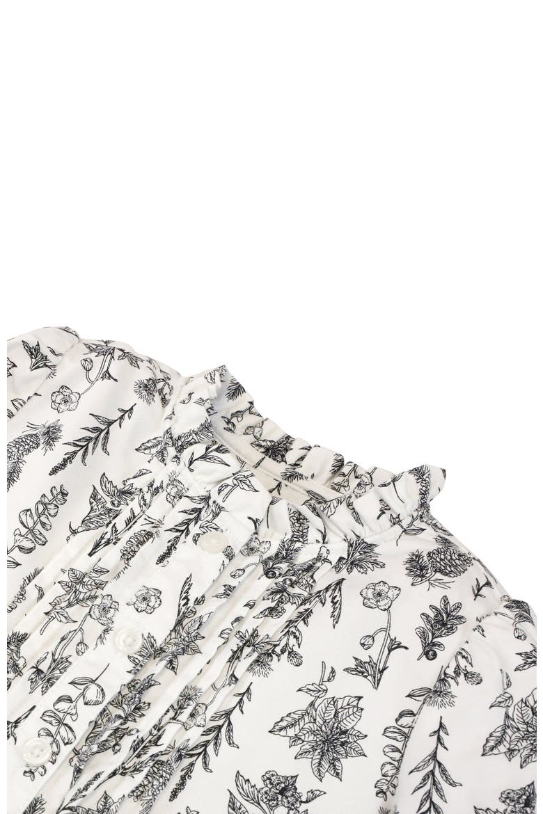 Girls' Organic Pintuck Button Down Blouse, Toddler, Alternate, color, Black Winter Botanical