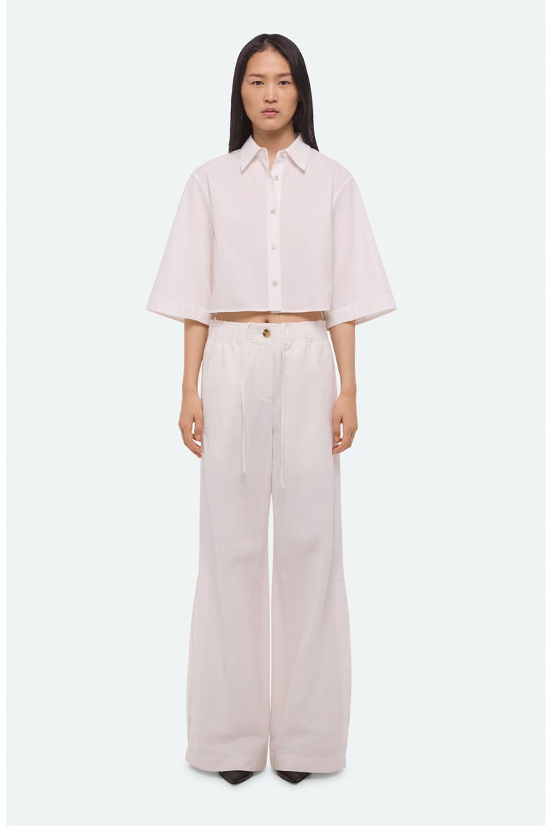 Button Back Boxy Cotton Cotton Button-Up Shirt, Alternate, color, WHITE