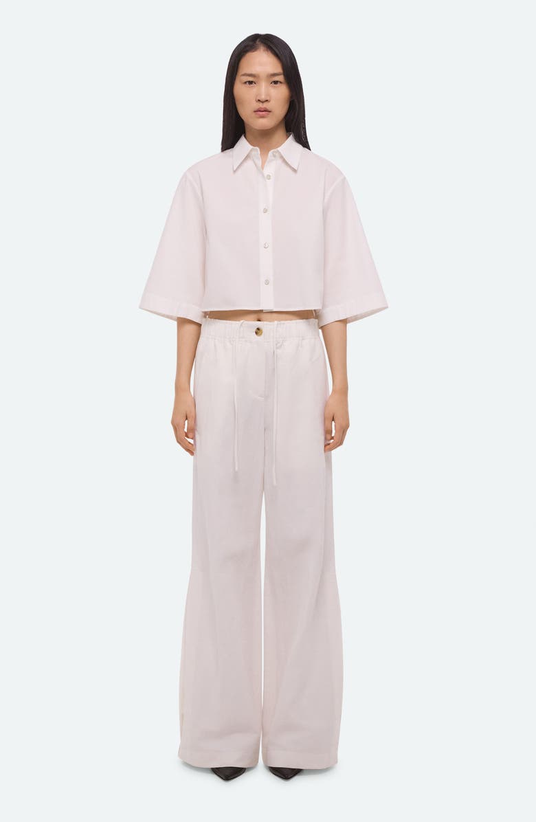 Helmut Lang Button Back Boxy Cotton Cotton Button-Up Shirt, Alternate, color, White