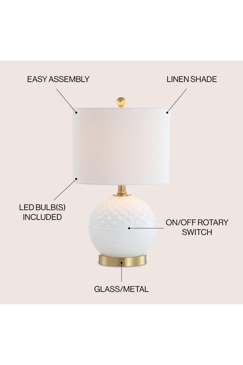 Julienne Glass/Metal LED Table Lamp, Alternate, color, White/Brass Gold