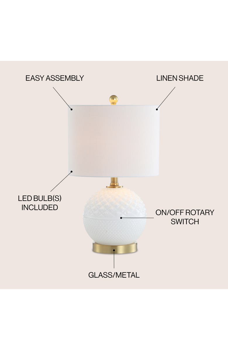 JONATHAN Y Julienne Glass/Metal LED Table Lamp, Alternate, color, White/Brass Gold