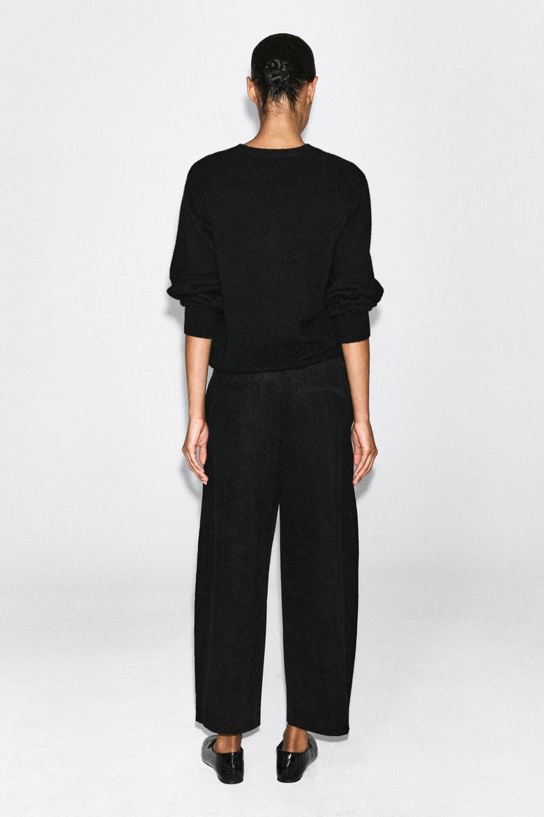 Corduroy Barrel-leg Pants, Alternate, color, BLACK