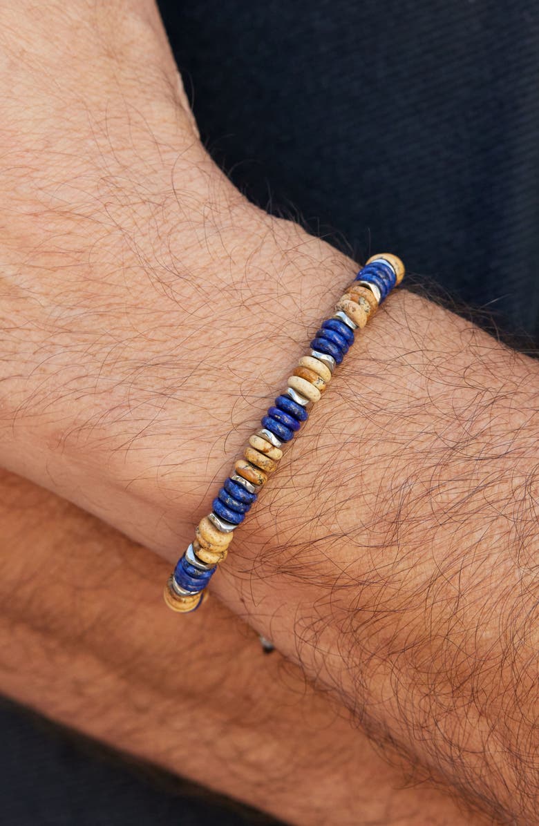 SAVVY CIE JEWELS Adjustable Beaded Bracelet, Alternate, color, Lapis/ Jasper