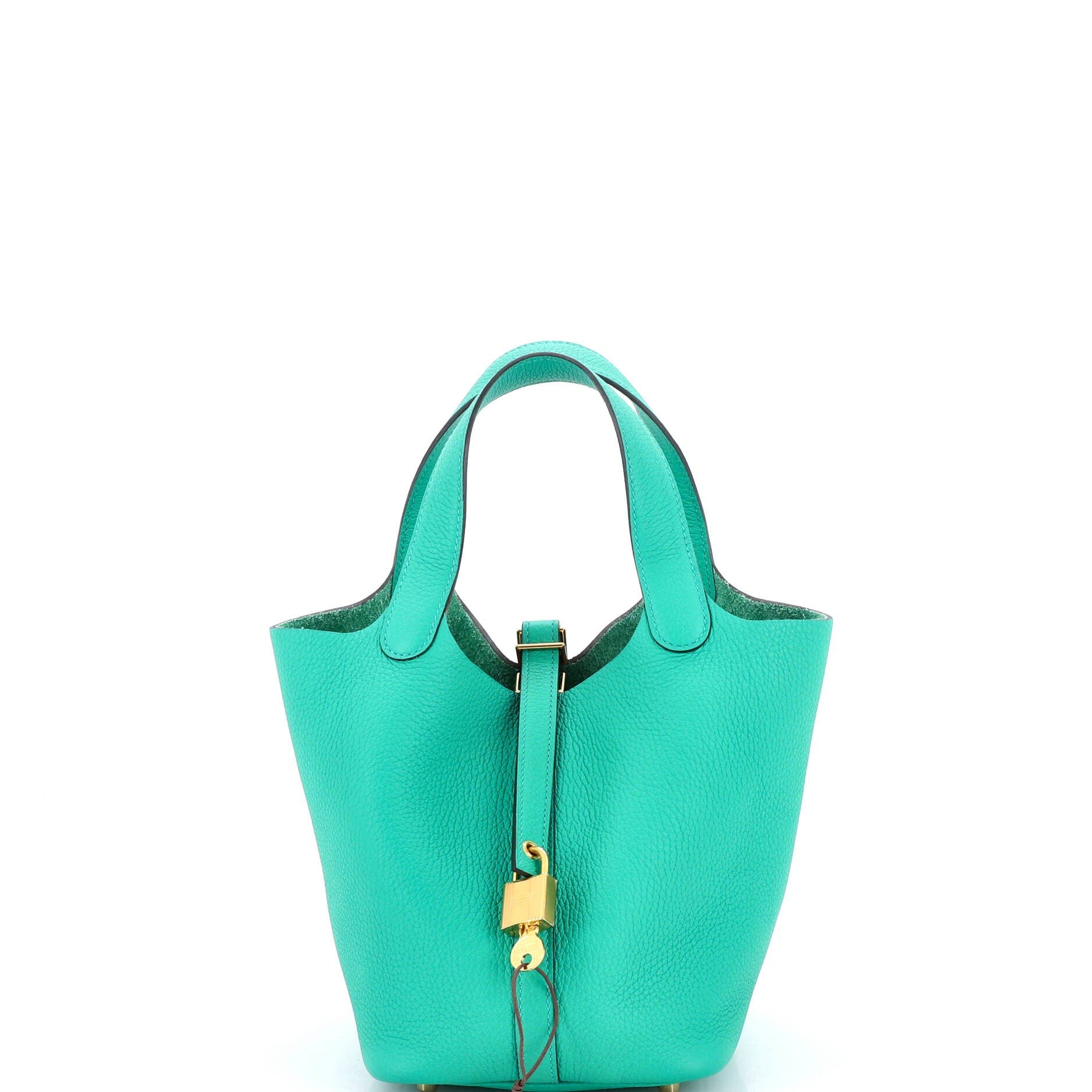 Pre-Owned Hermes Picotin Lock Bag Clemence PM, Main, color, Menthe