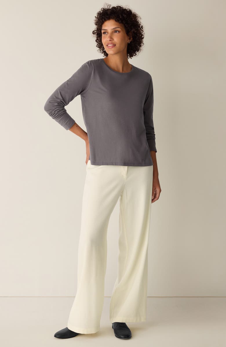 Eileen Fisher Organic Cotton Long Sleeve T-Shirt, Alternate, color, Rye