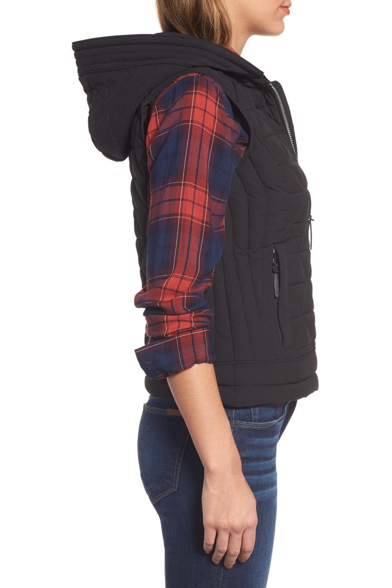 Sage Hooded Quilted Vest, Alternate, color, BLACK