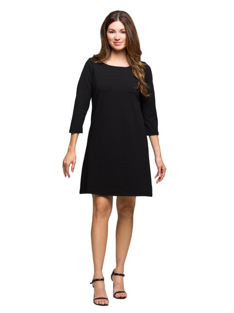Three Quarter Sleeve A Line Knee Length Dress