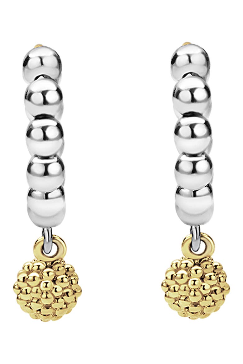 Two-Tone Caviar Beaded Huggie Hoop Earrings, Alternate, color, SILVER