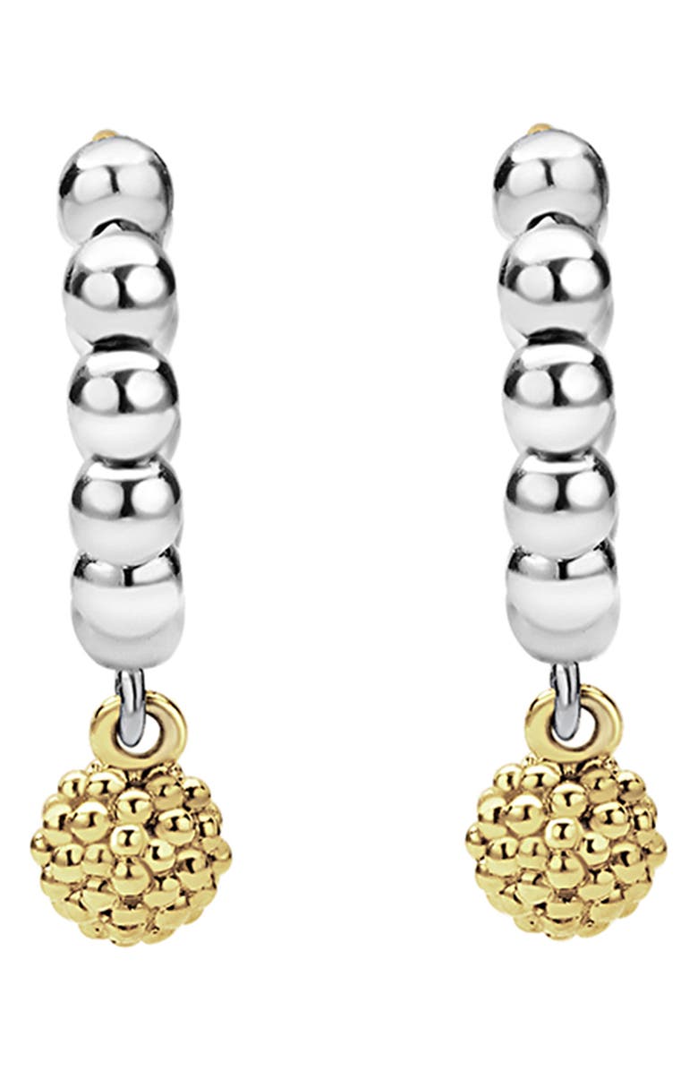 LAGOS Two-Tone Caviar Beaded Huggie Hoop Earrings, Alternate, color, Silver