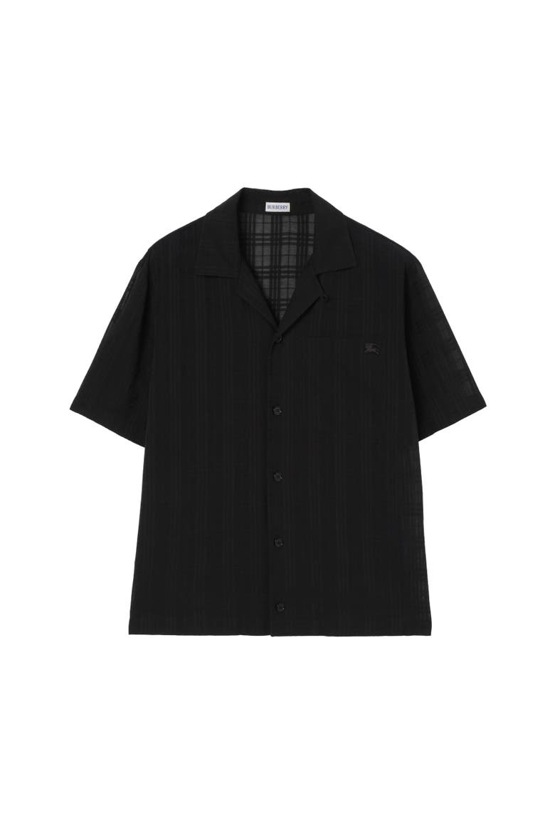 Relaxed Fit Check Cotton Voile Shirt, Alternate, color, Black