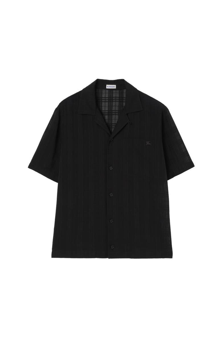 Burberry Relaxed Fit Check Cotton Voile Shirt, Alternate, color, Black
