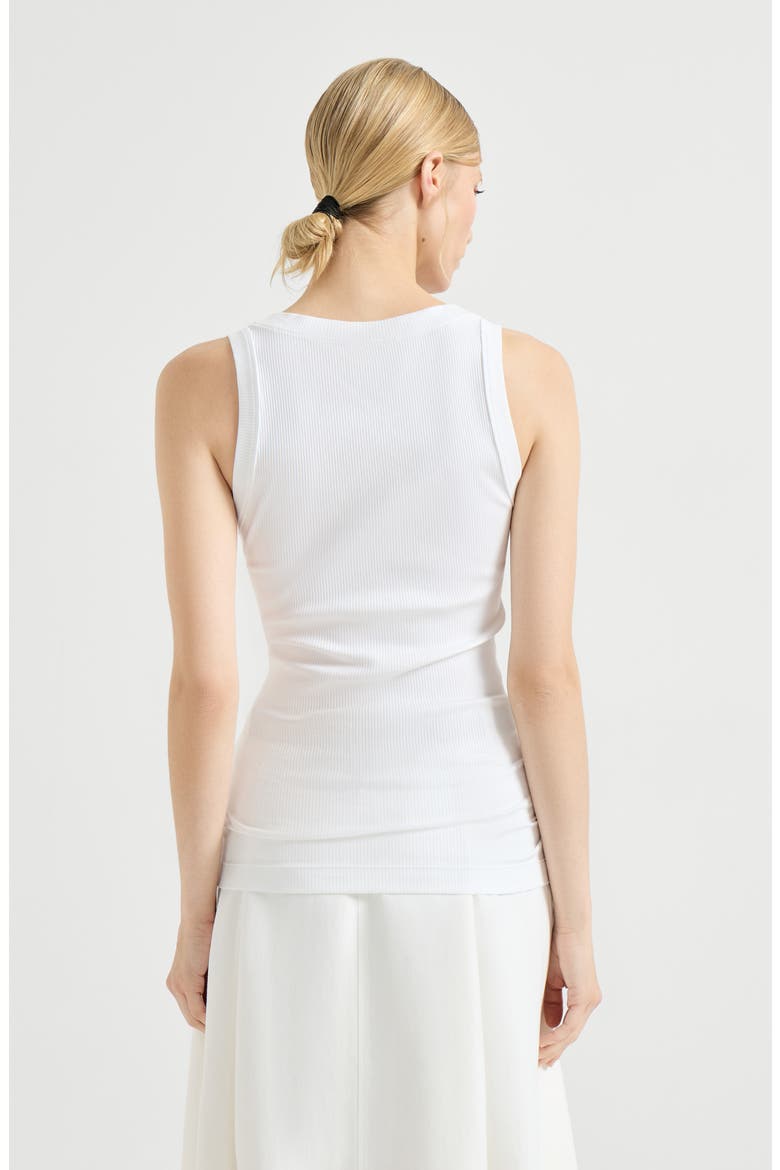 Ribbed jersey top, Alternate, color, White