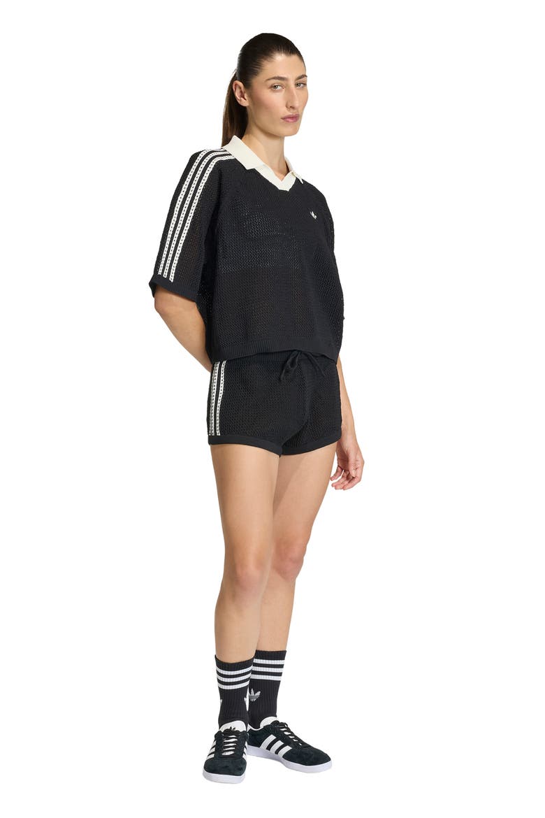 Open Stitch Polo, Alternate, color, BLACK