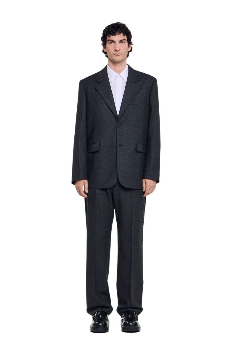 SANDRO Tailored Virgin Wool Suit Jacket, Main, color, Heather Charcoal