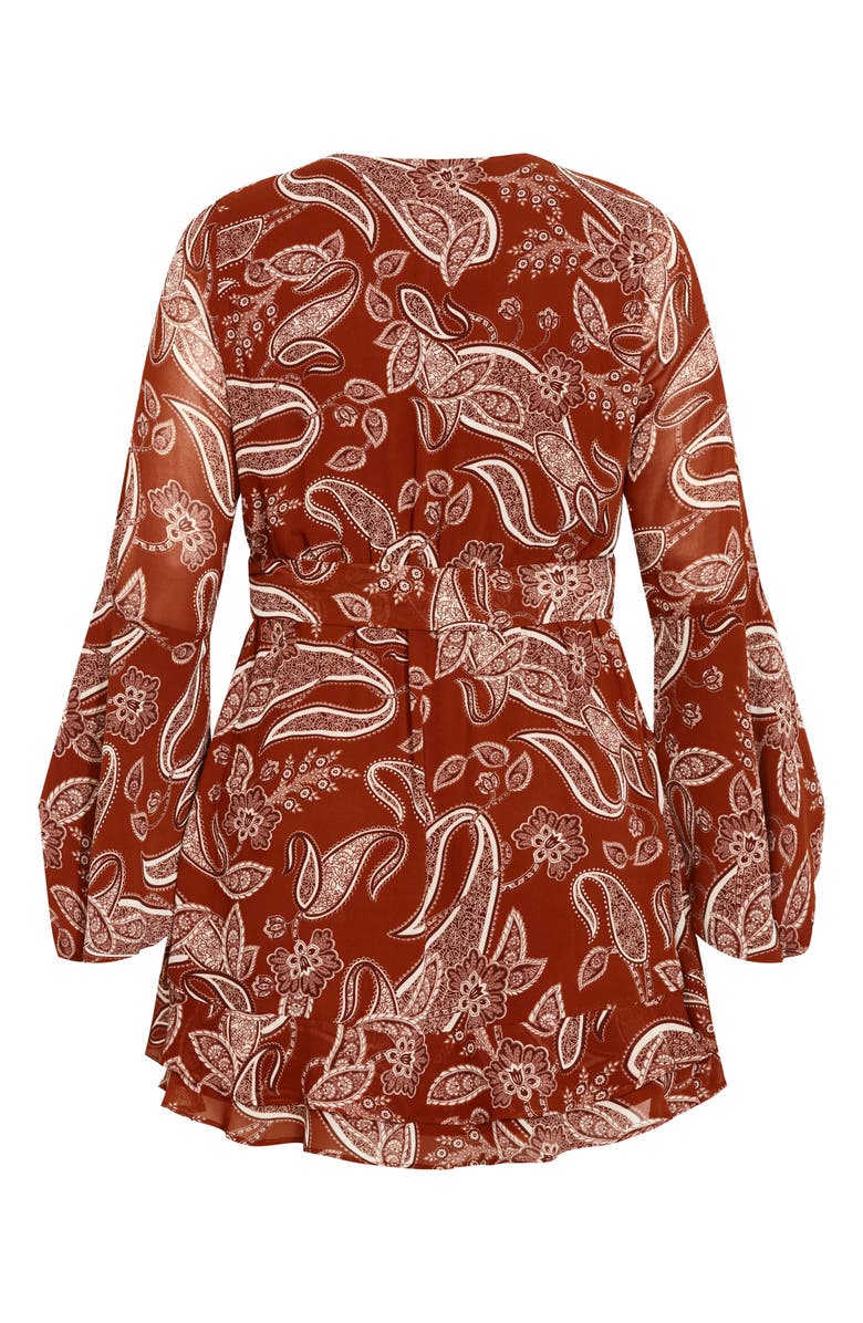 City Chic Dream Paisley Faux Wrap Minidress, Alternate, color, Paisley
