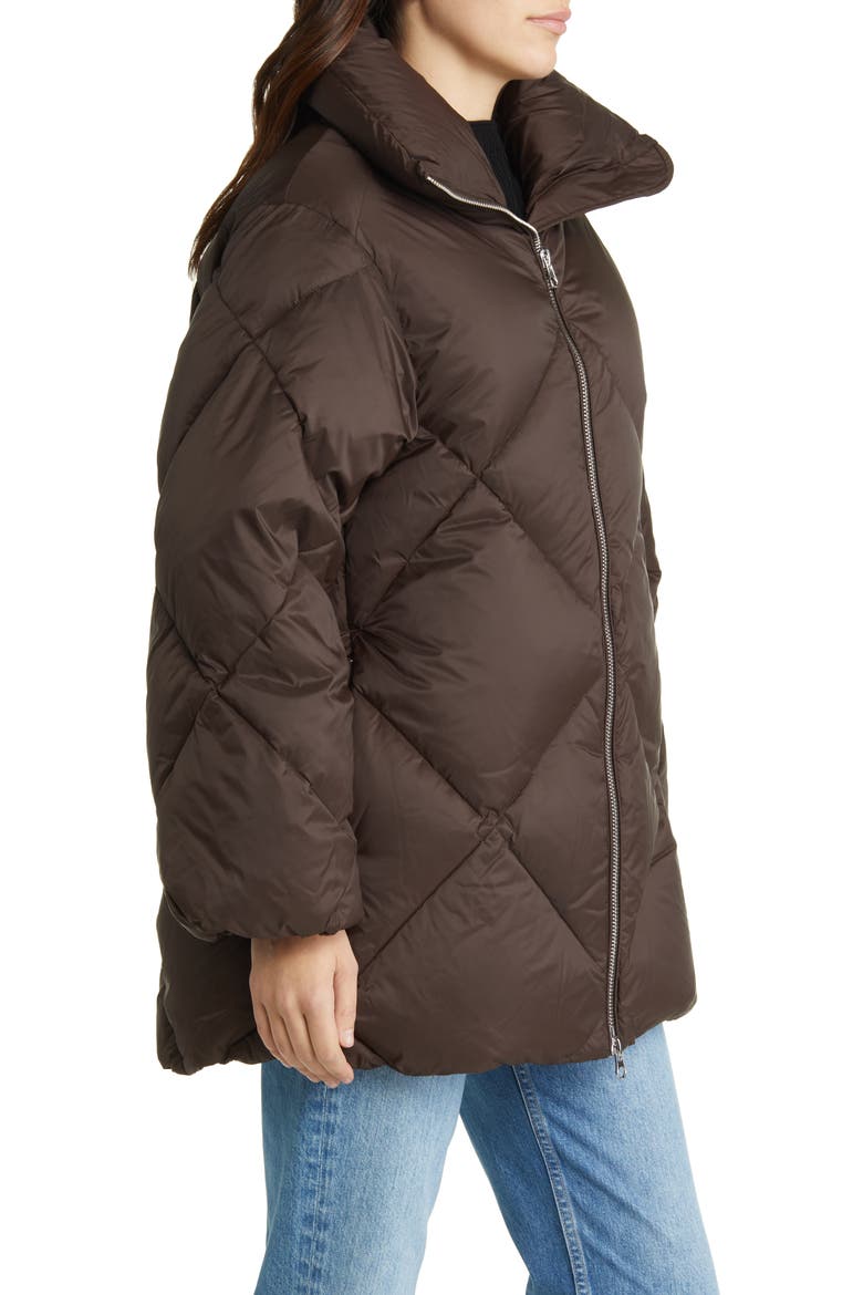 Down Puffer Jacket, Alternate, color, BROWN