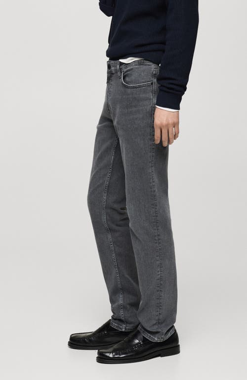 Mango 100% Wool Medium-knit Sweater Dark Heather Grey In Denim Grey