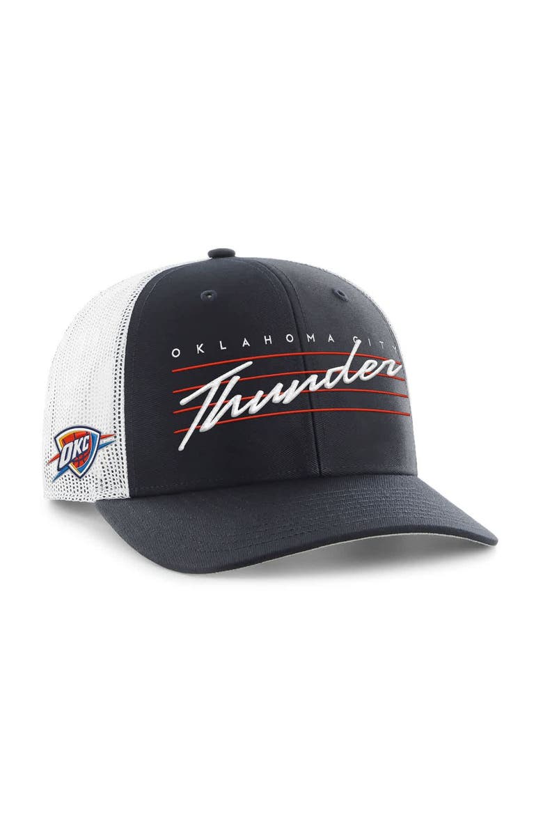 '47 Men's '47 Navy Oklahoma City Thunder Downburst Trucker Adjustable Hat, Main, color, 