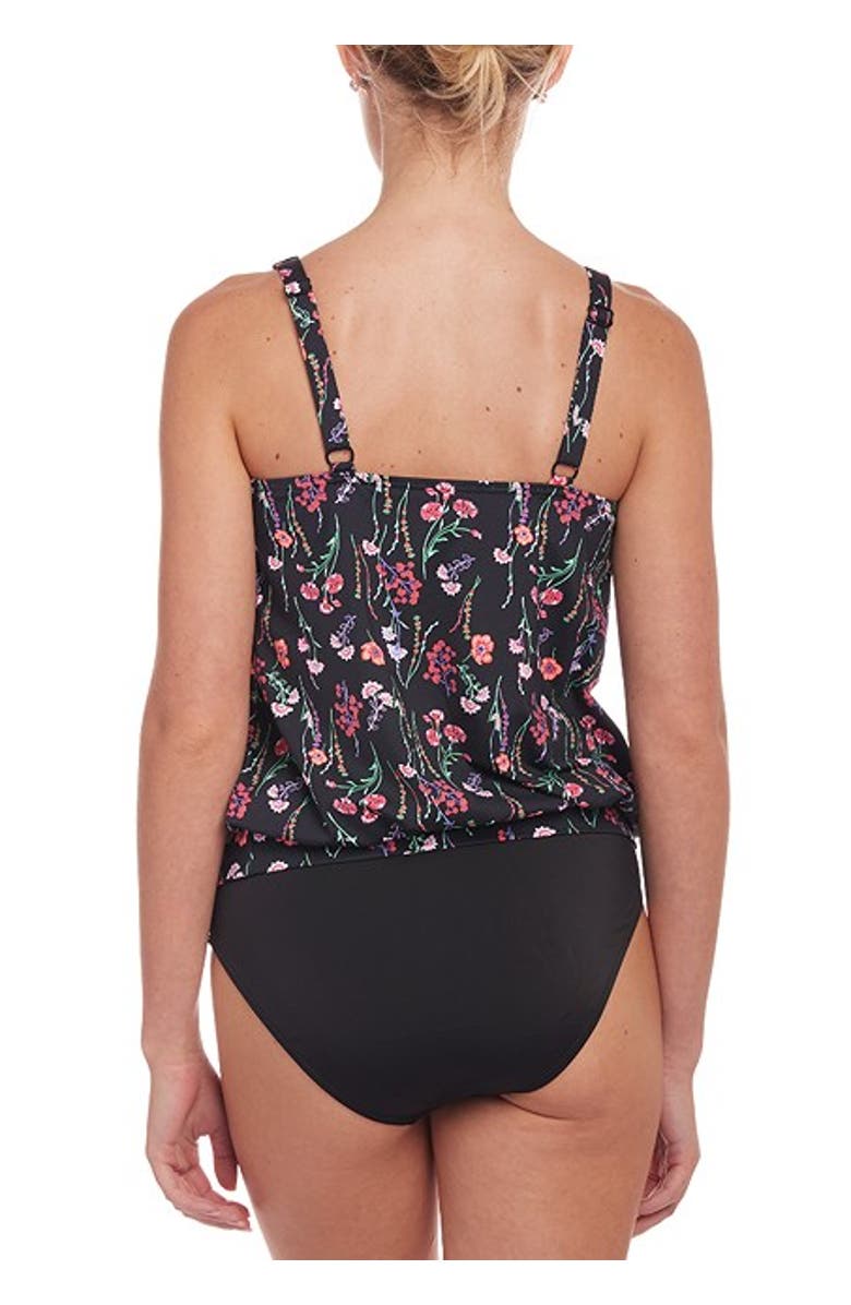 LASCANA Floral Tankini Top, Alternate, color, Black Multi