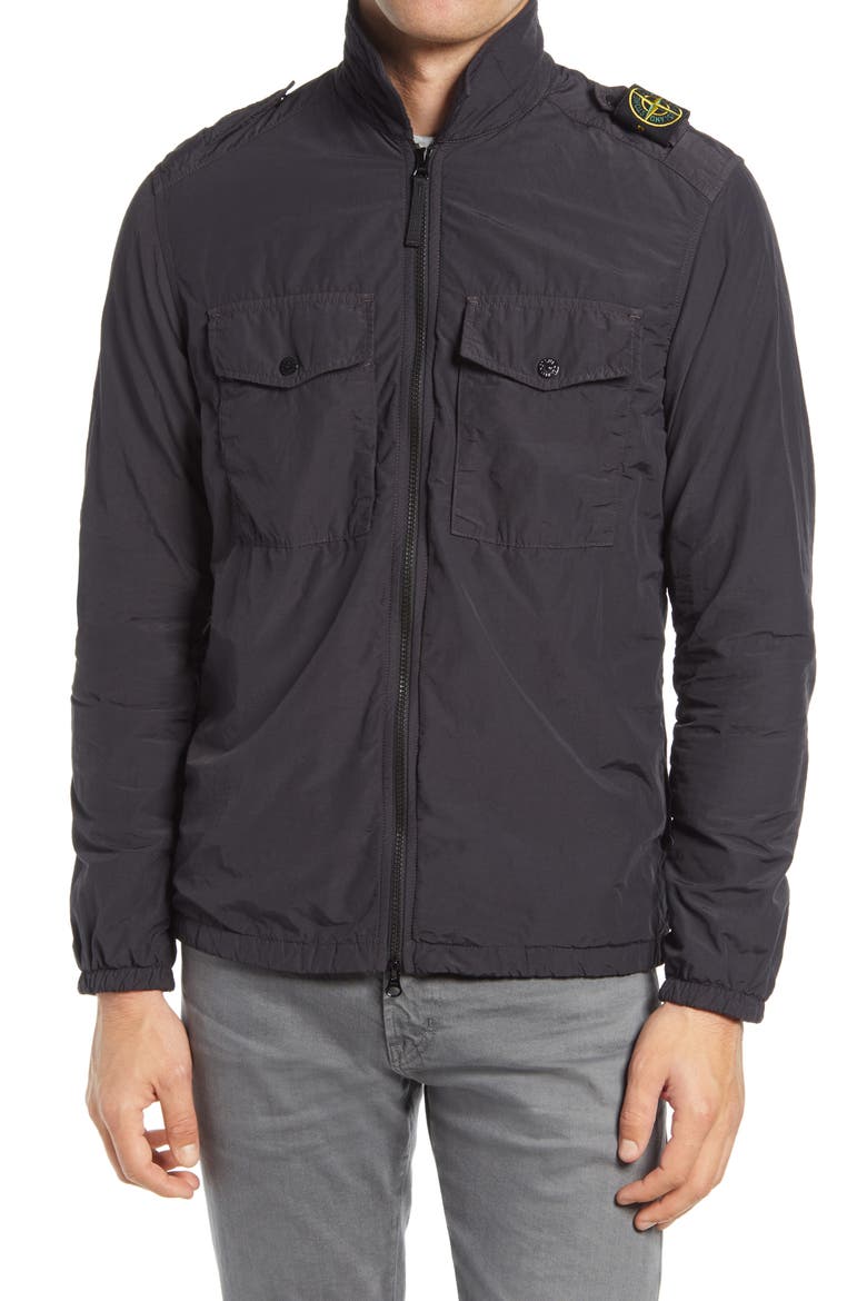 Garment Dyed Crinkle Reps Nylon Shirt Jacket, Alternate, color, CHARCOAL