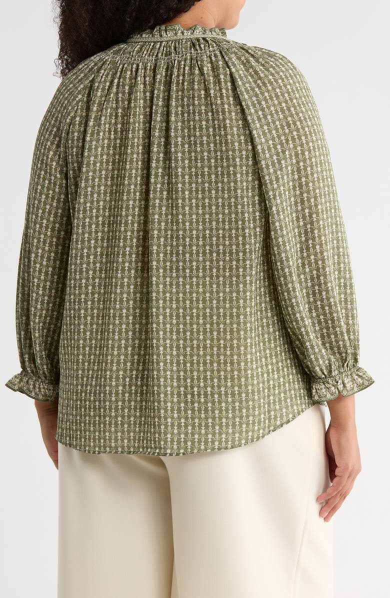 MAX STUDIO Ruffle Top, Alternate, color, Sage Bulb Vines