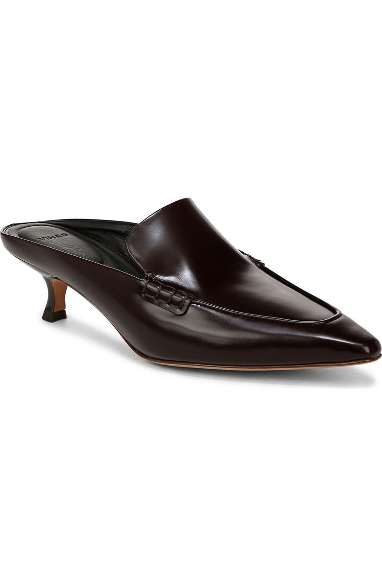 Vince Samy Pointed Toe Kitten Heel Loafer Mule, Main, color, Ganache