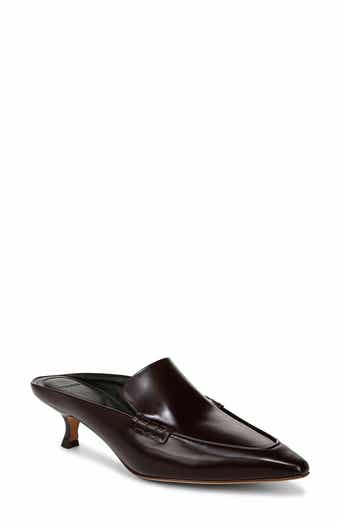 Vince Samy Pointed Toe Kitten Heel Loafer Mule