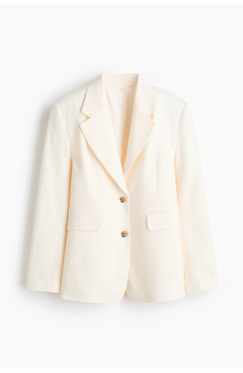 H&M Single-breasted Linen-blend Blazer, Alternate, color, Cream
