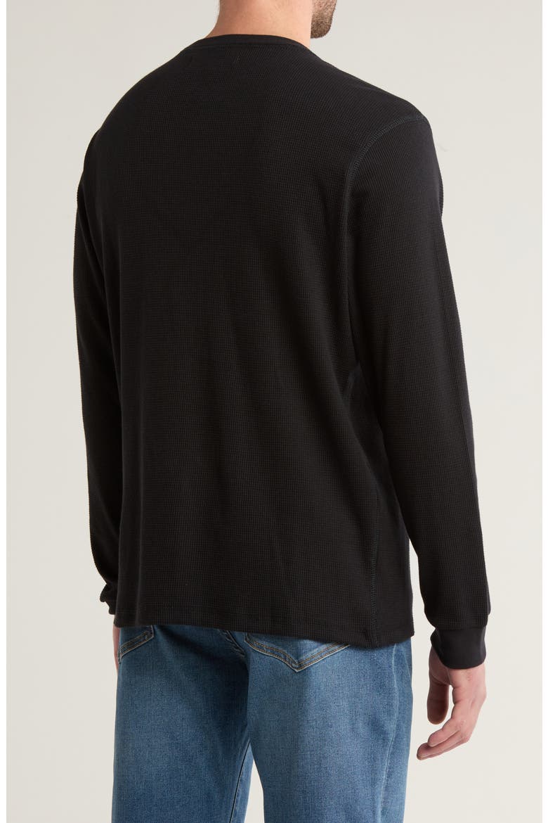 Crewneck Waffle Knit Long Sleeve T-Shirt, Alternate, color, BLACK