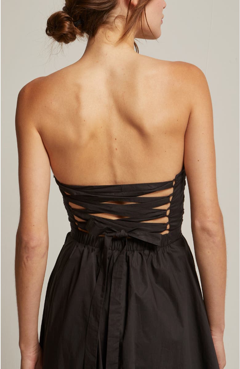 CRESCENT Lace Up Back Poplin Midi Dress, Alternate, color,