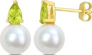 DELMAR Peridot & Freshwater Pearl Stud Earrings