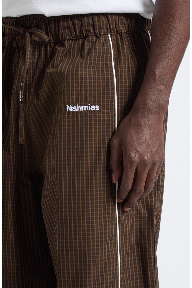 Grid Warm Up Track Pants, Alternate, color, DK BROWN MULTI NYLON