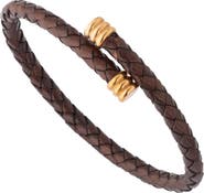Link Up Flexible Braided Leather Bracelet With Stainless Steel End Caps