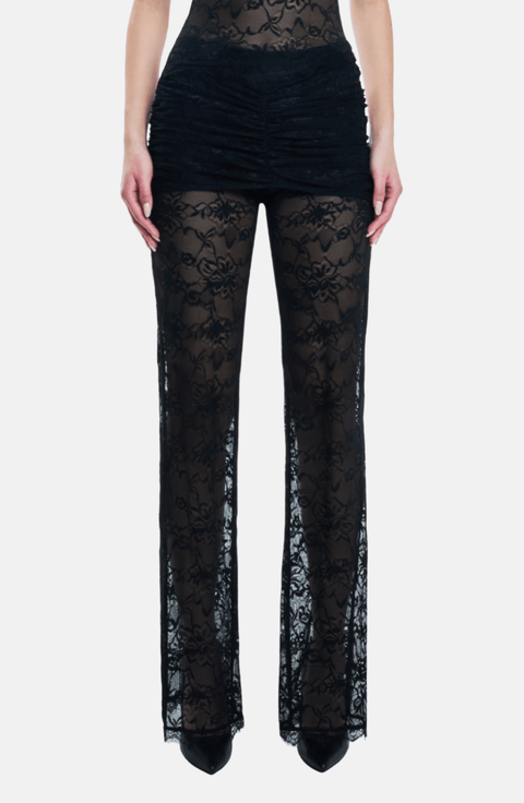 AMERI　BLOCK LACE STRAIGHT PANTS ブラウン　M Ameri（アメリ）の「BLOCK LACE STRAIGHT PANTS（その他パンツ