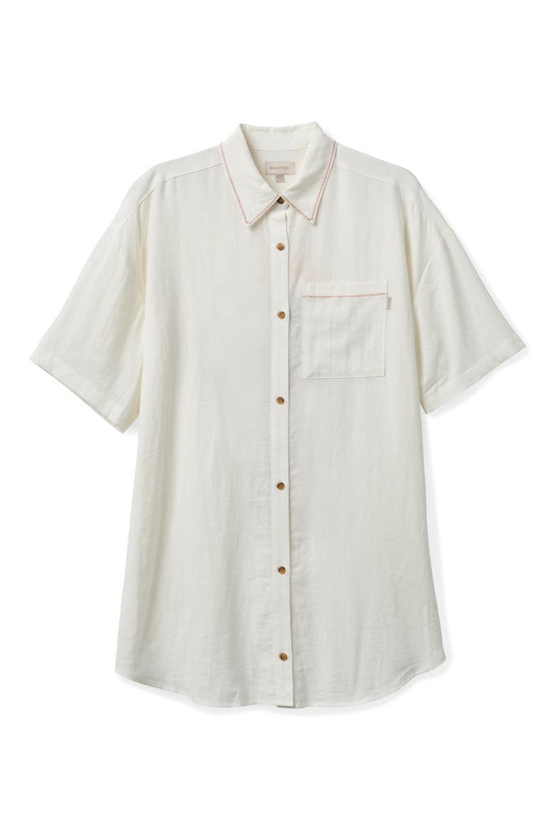 Condesa Linn Embroidered Linen Blend Shirtdress, Alternate, color, OFF WHITE