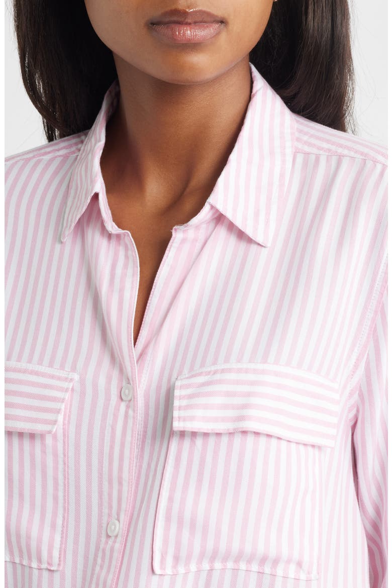 Farrah Stripe Button-Up Shirt, Alternate, color, PINK ROSETTA