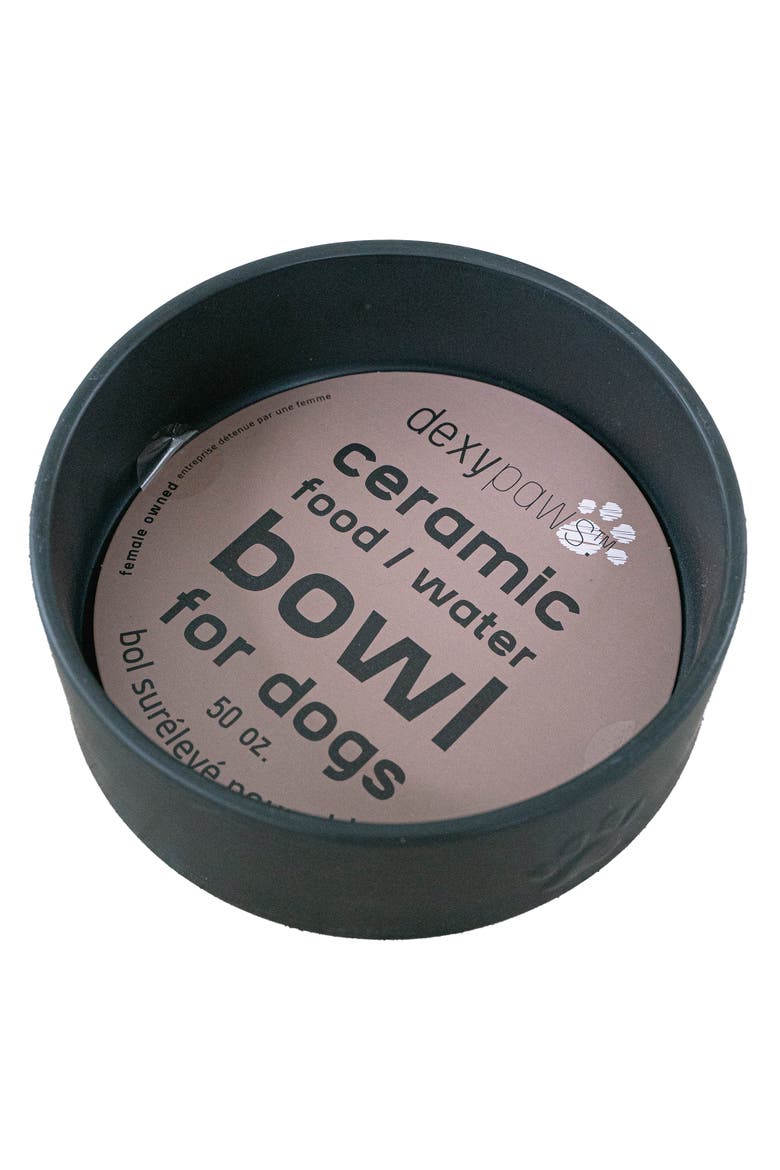 Ceramic Dog Bowl, 50oz Pet Feeding Dish, Main, color, Black