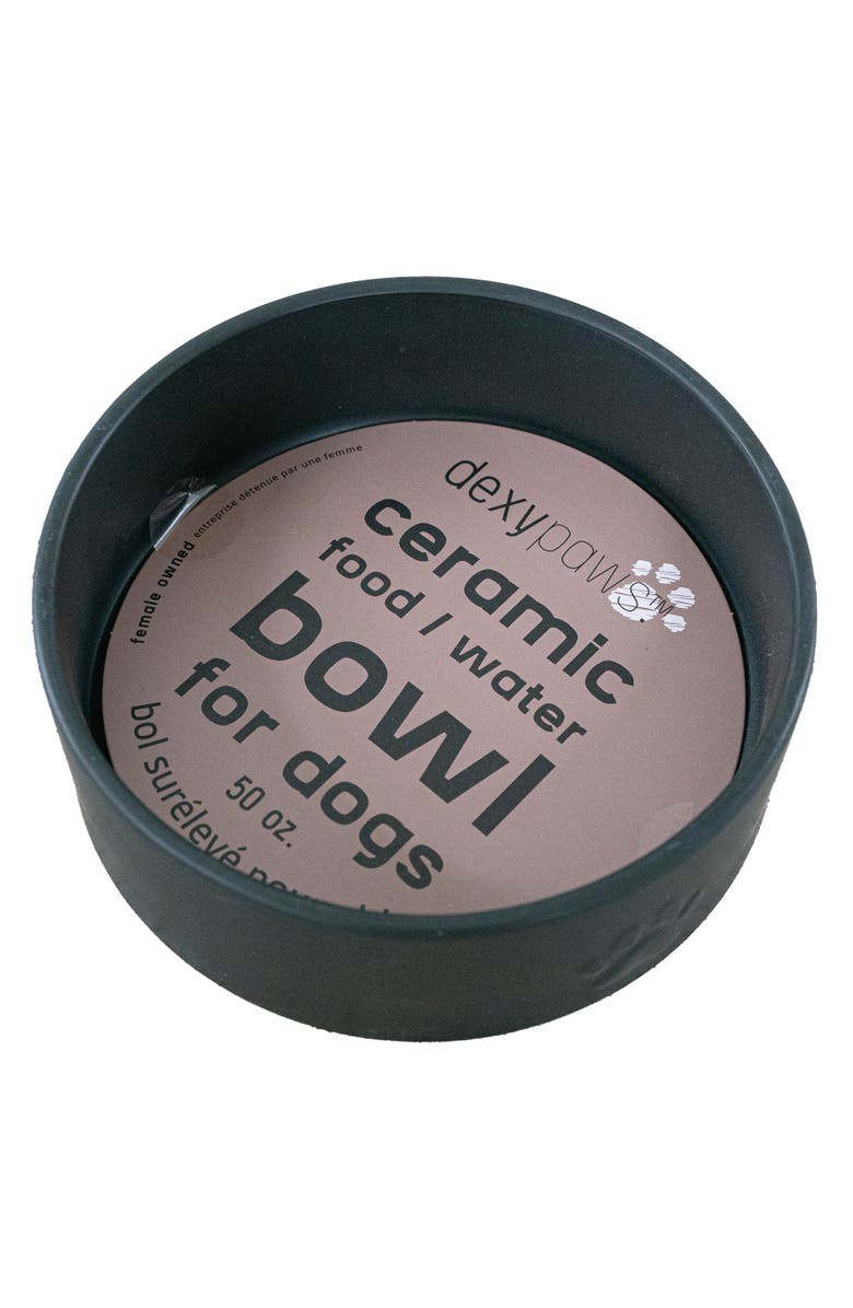 Dexypaws Ceramic Dog Bowl, 50oz Pet Feeding Dish, Main, color, Black