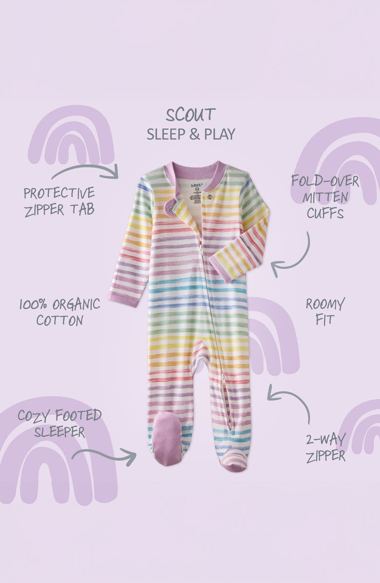 BUTTERBLU Scout One-Piece Organic Cotton Pajamas, Alternate, color, Sunny Pink Rainbow