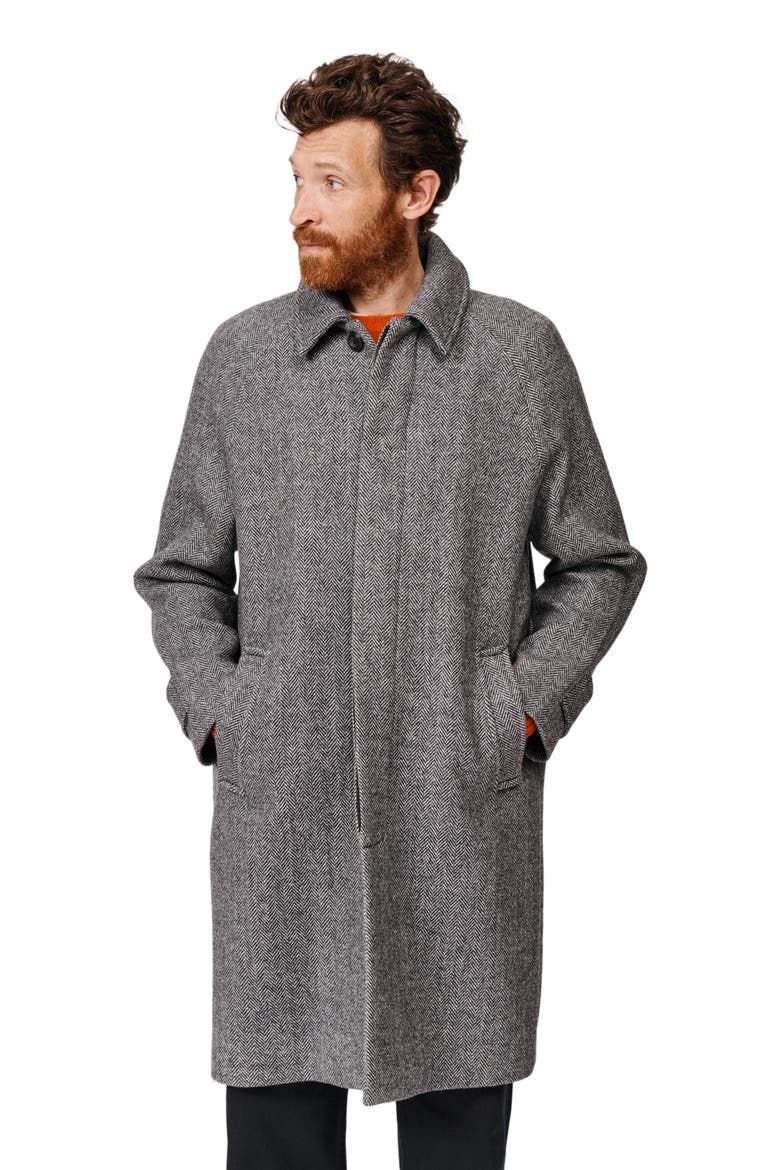 Dawes Wool Blend Overcoat, Alternate, color, Grey Herringbone