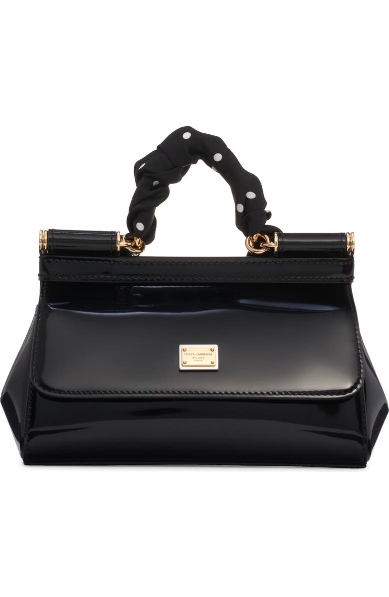 Dolce&Gabbana Sicily East/West Leather Satchel with Scarf, Main, color, Hwzqn Nero