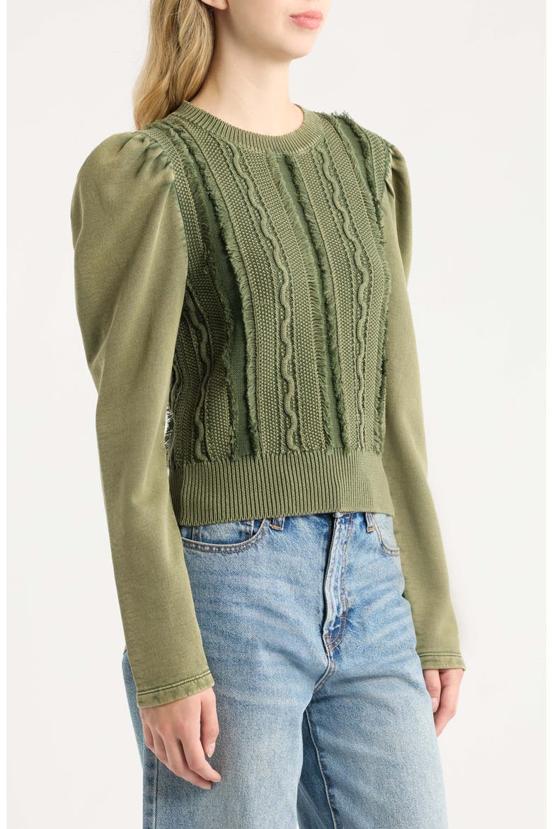 Liv Puff Sleeve Cotton Pullover, Alternate, color, IVY GREEN
