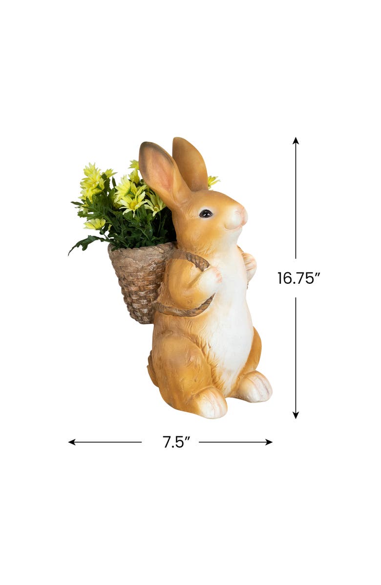 Northlight Standing Bunny Carrying a Basket Outdoor Garden Statue - 16.75", Alternate, color, Brown