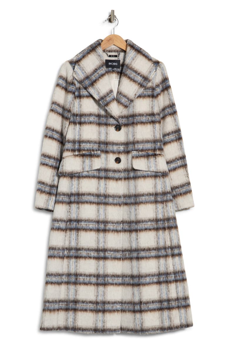 Plaid Wing Collar Coat, Alternate, color, IVORY BLUE PLAID